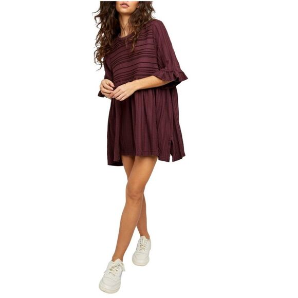Free People Take A Spin Black Honey Ruffle Tunic - Picture 1 of 4